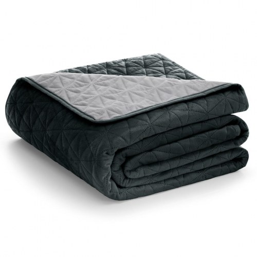 AmeliaHome LAILA sengetæppe 170x210 - grafit, fløjl i glamour-stil