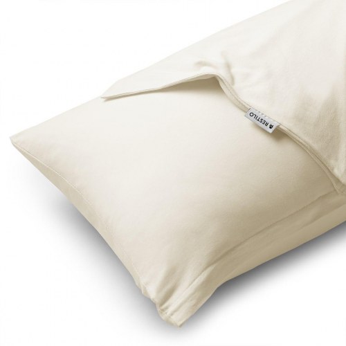 RESTILO Amber pudebetræk 40×120 cm - lys beige jersey, glat, klassisk, lynlås (sæt á 2)