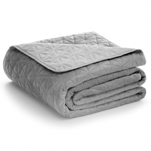 AmeliaHome Laila sengetæppe 200×220 - grå fløjl, glat, glamour