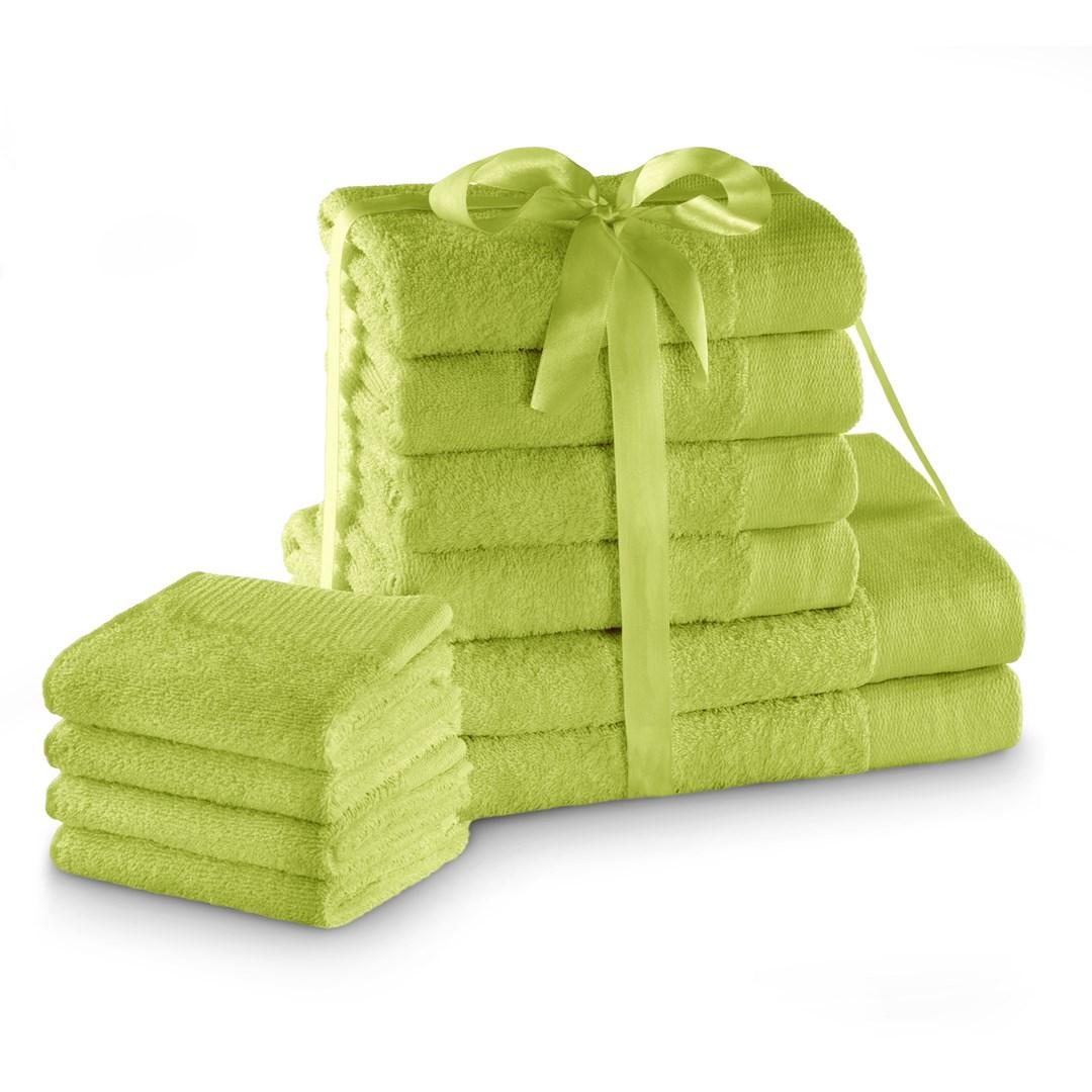 AmeliaHome Amari håndklædesæt - grøn, 10 dele (2×70×140, 4×50×100, 4×30×50) 100 % bomuld