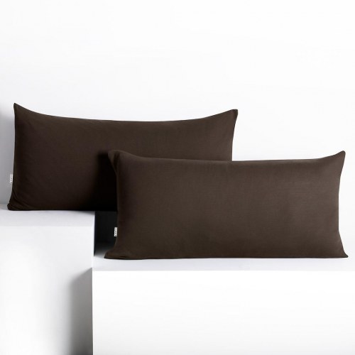 DecoKing Amber pudebetræk i jersey - mørkebrun 40×120 (2 stk)