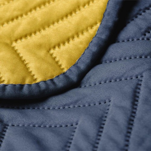 AmeliaHome SOFTA sengetæppe 260×280 cm - grafit/sennepsgul mikrofiber, dobbeltsidet