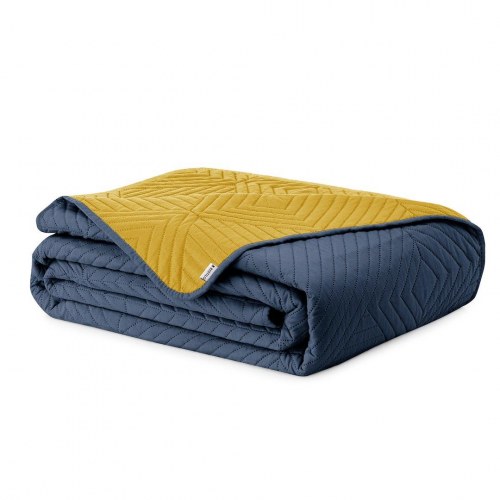 AmeliaHome SOFTA sengetæppe 260×280 cm - grafit/sennepsgul mikrofiber, dobbeltsidet