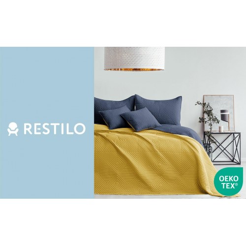AmeliaHome SOFTA sengetæppe 260×280 cm - grafit/sennepsgul mikrofiber, dobbeltsidet