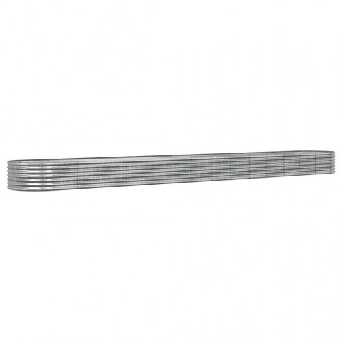 Plantekasse/højbed 620 × 80 × 36 cm - galvaniseret stål, sølvfarvet