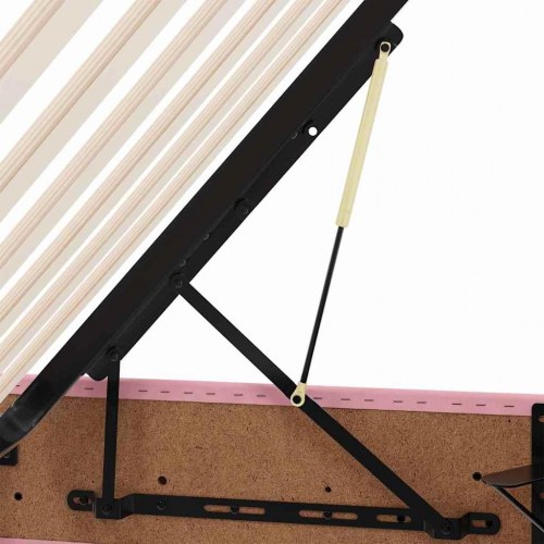 Seng med opbevaring og madras - lyserød fløjl 90 x 200 cm med LED