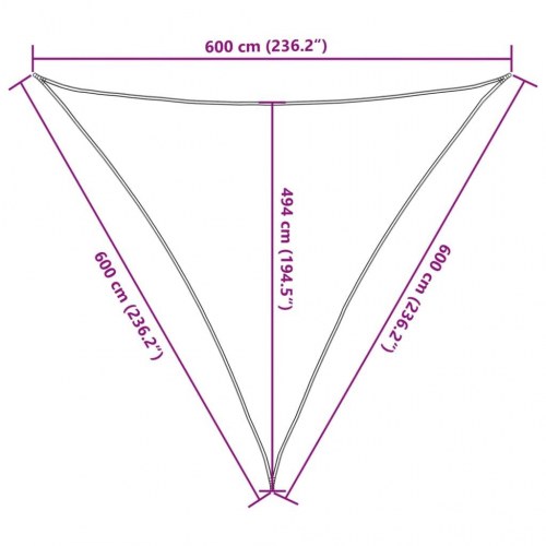 Solsejl 160 g/m² 6 x 6 x 6 m HDPE - hvid