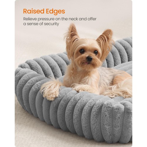 Feandrea hundeseng - mellem hundesofa med blød polstring, vaskbar, 71 × 55 × 18 cm, duegrå