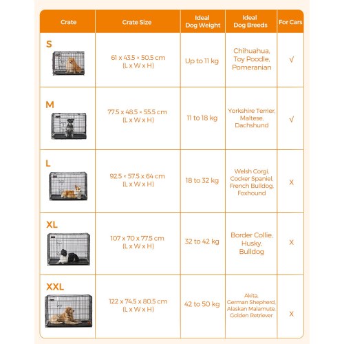 Foldbart hundebur, XL 107 cm med 2 døre – sort (PPD42H)