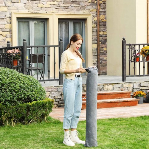 Dobbelt hængekøje i TC-stof – grå, 210 × 150 cm med puder og træspredere