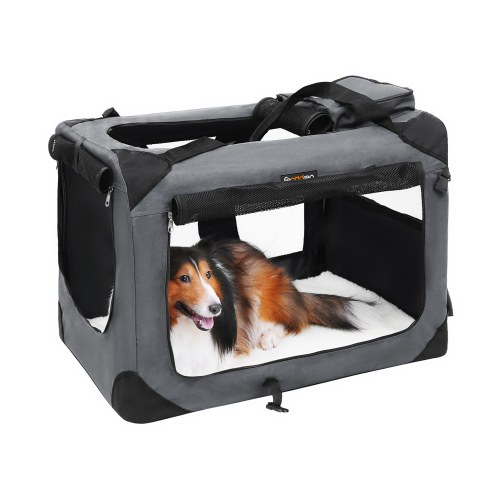 Hundetransporttaske FEANDREA sammenklappelig - grå, 70 x 52 x 52 cm