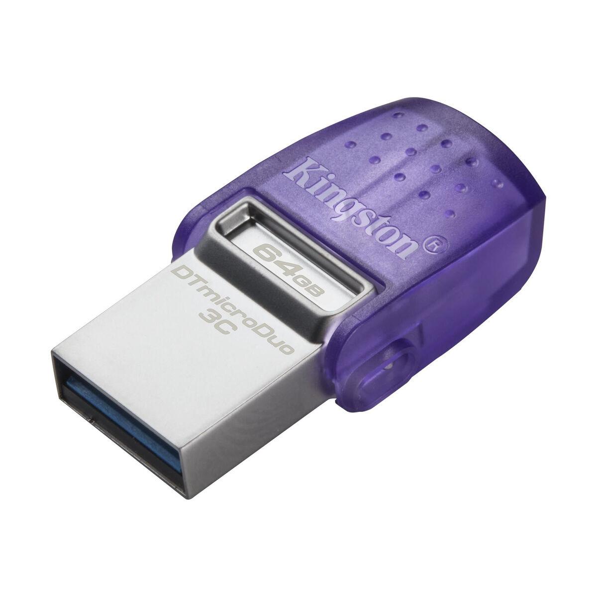 Kingston DataTraveler microDuo 3C USB-stick 64 GB - stål/lilla