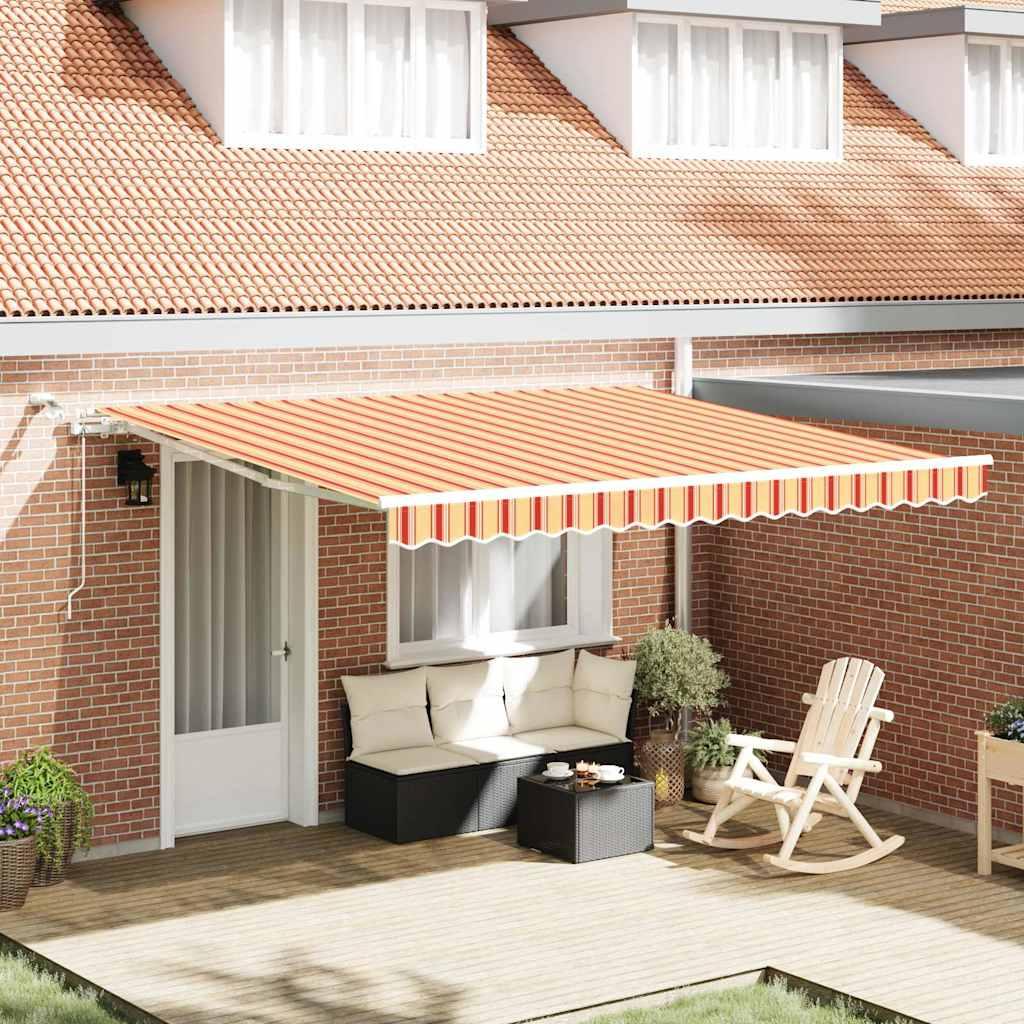 Markise M. Led + Vindsensor Automatisk Farvet - gul og orange / 400 × 300 cm