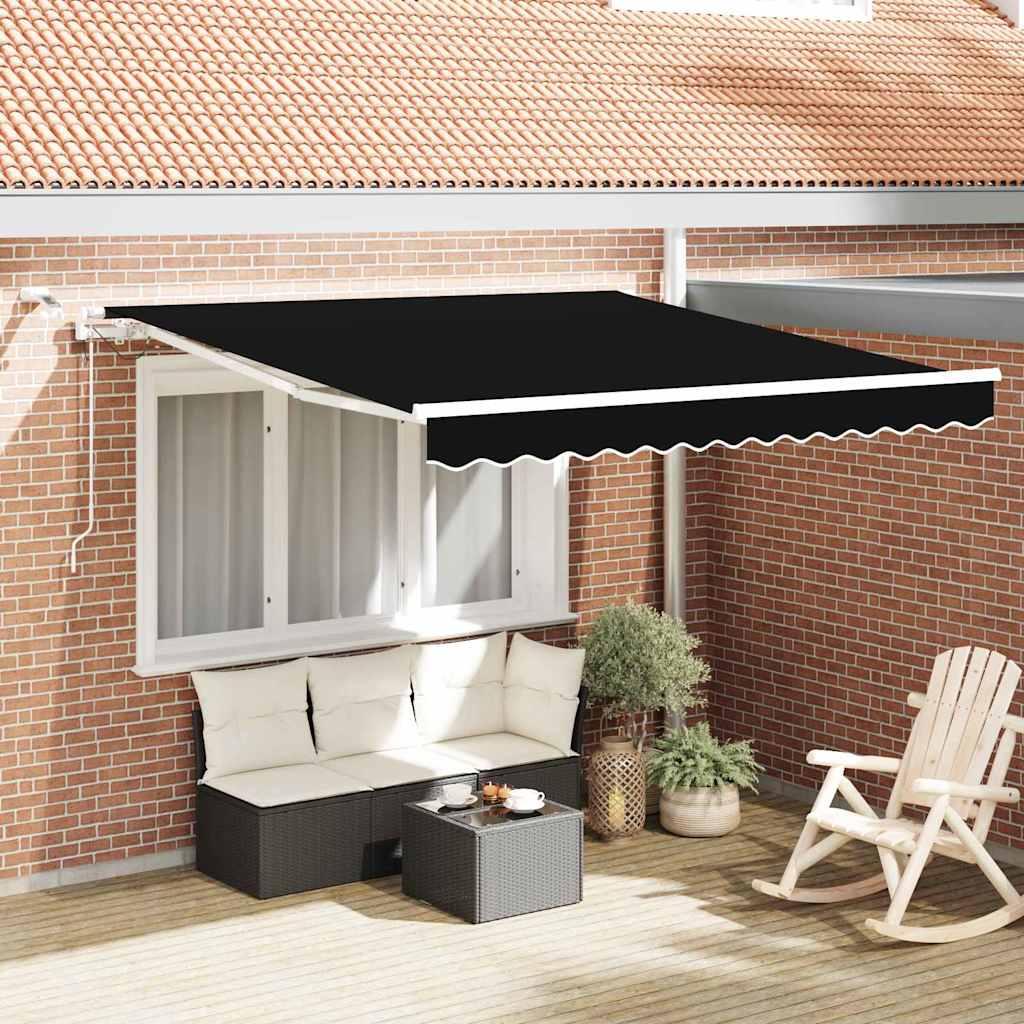 Markise M. Led + Vindsensor Automatisk Farvet - Sort / 300 x 250 cm