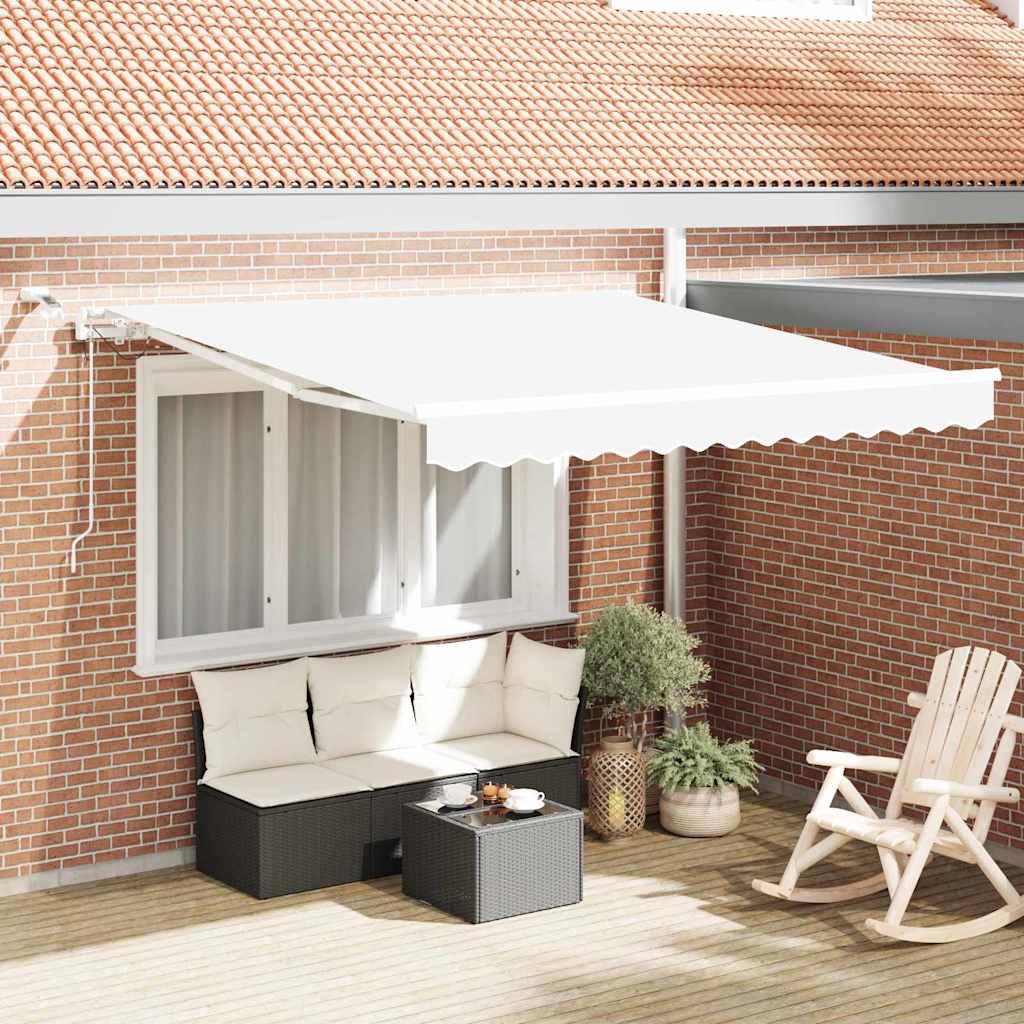 Markise M. Led + Vindsensor Automatisk Farvet - Hvid / 350 x 250 cm