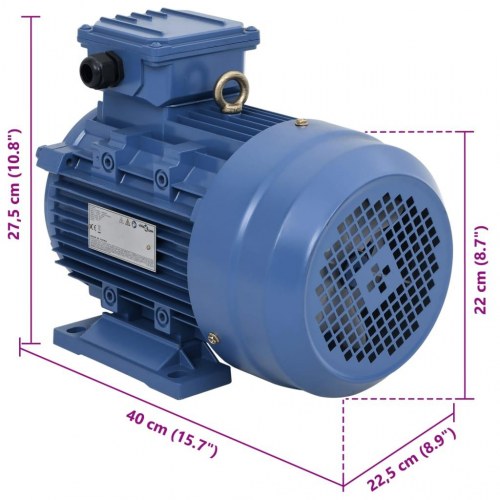 3-faset elektrisk motor 4kW/5,5 hk 2-polet 2840 o/m aluminium