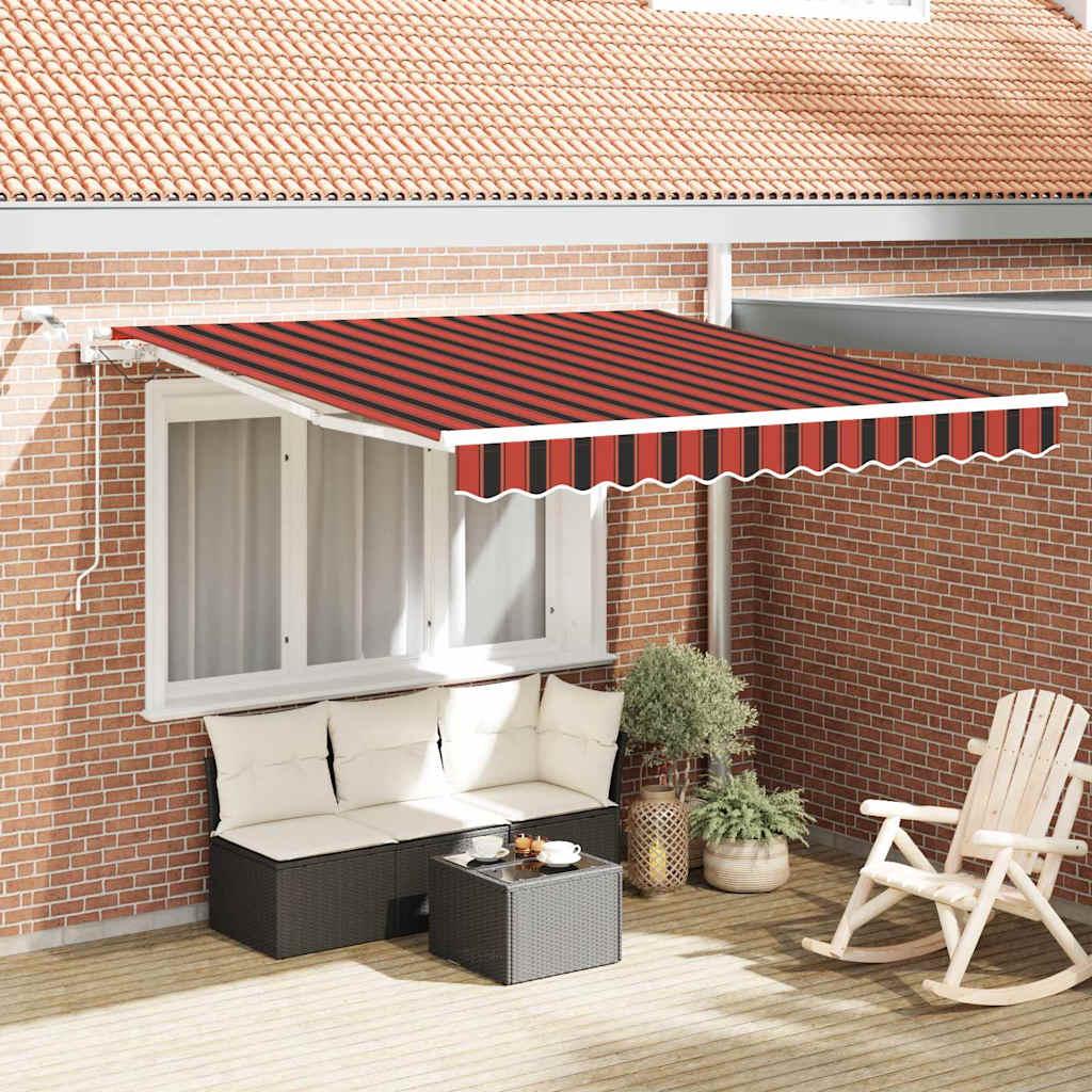 Markise M. Led + Vindsensor Automatisk Farvet - Orange/sort/gul / 300 x 250 cm