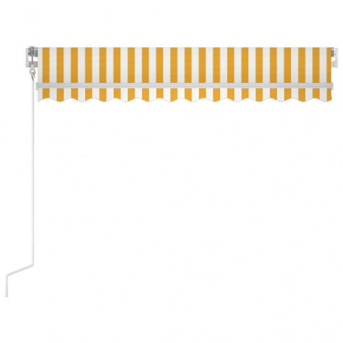 Automatisk markise med LED og vindsensor 300×250 cm - gul/hvid