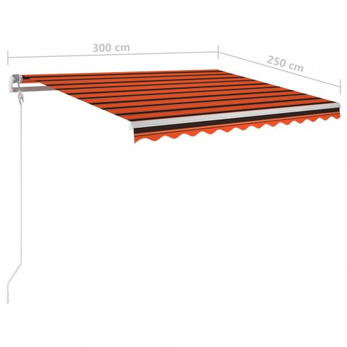 Automatisk markise med LED og vindsensor 300 × 250 cm - orange/brun