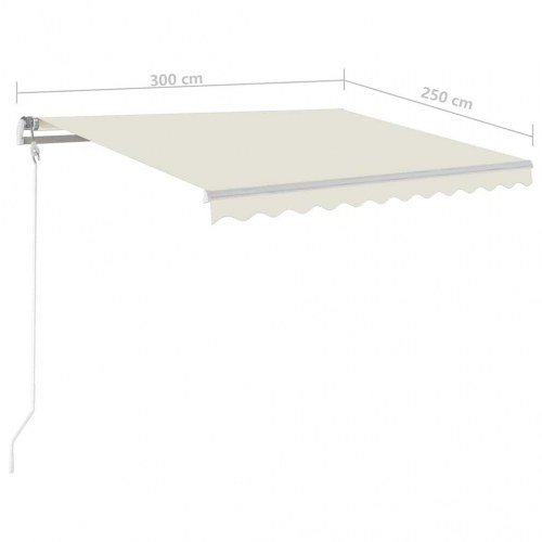 Automatisk markise med LED og vindsensor 300 × 250 cm - cremefarvet