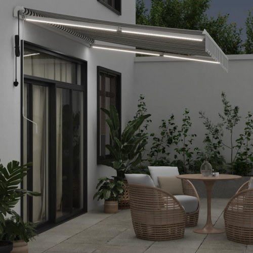 Markise med LED 350 × 250 cm - automatisk betjening, antracitgrå/hvid