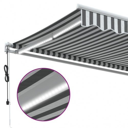 Markise med LED 350 × 250 cm - automatisk betjening, antracitgrå/hvid