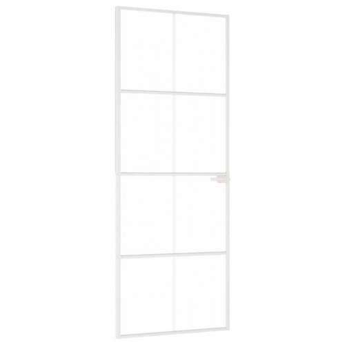 Dør 76x201,5 cm hærdet glas og aluminium hvid