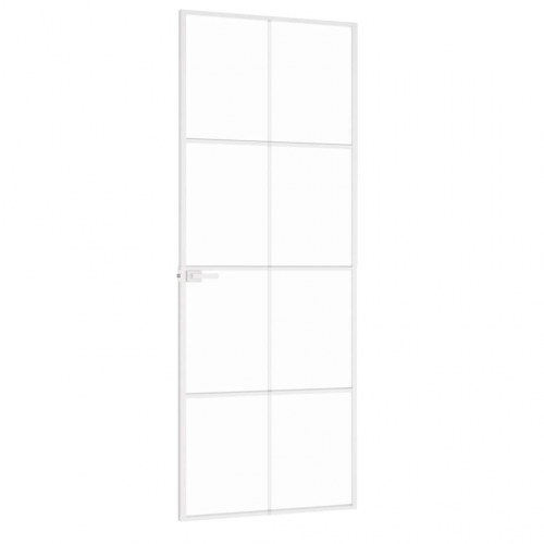 Dør 76x201,5 cm hærdet glas og aluminium hvid