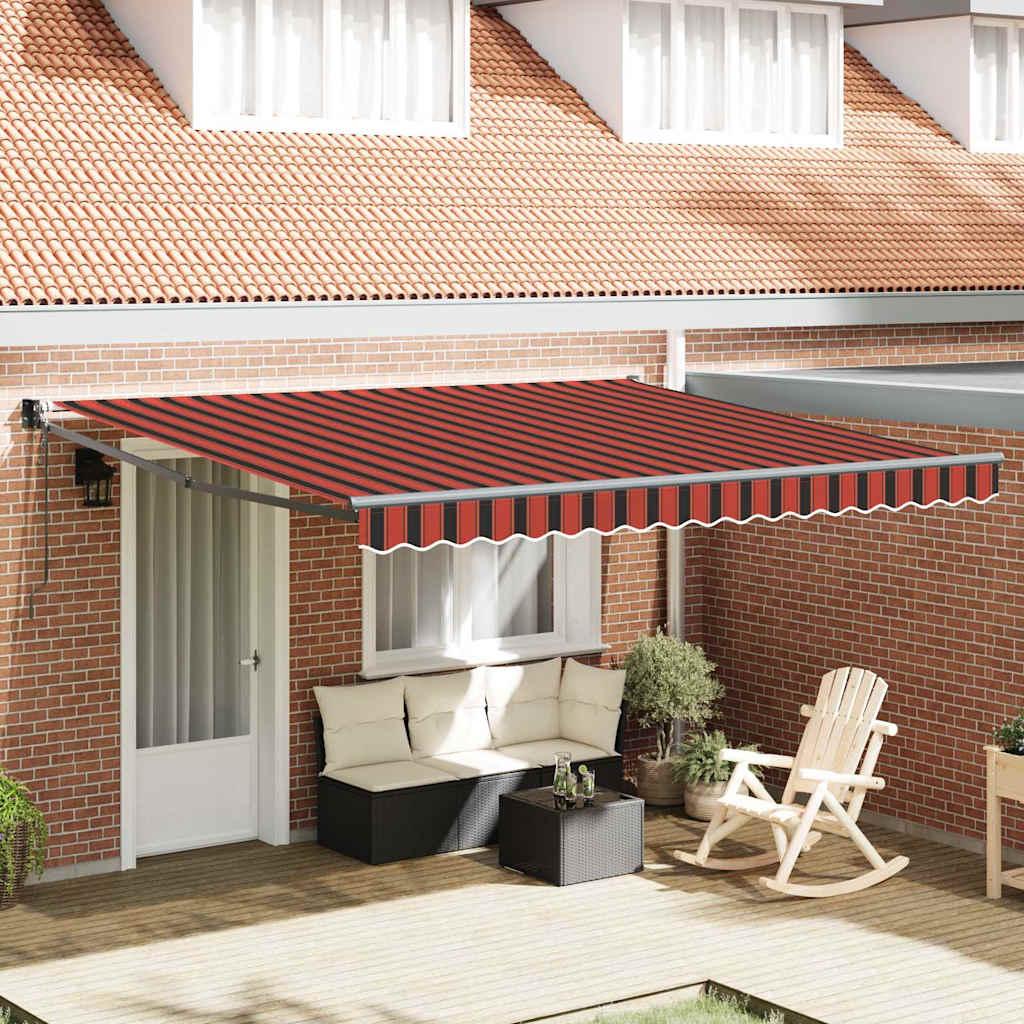 Markise M. Led + Vindsensor Automatisk Farvet - Orange/sort/gul / 350 x 250 cm