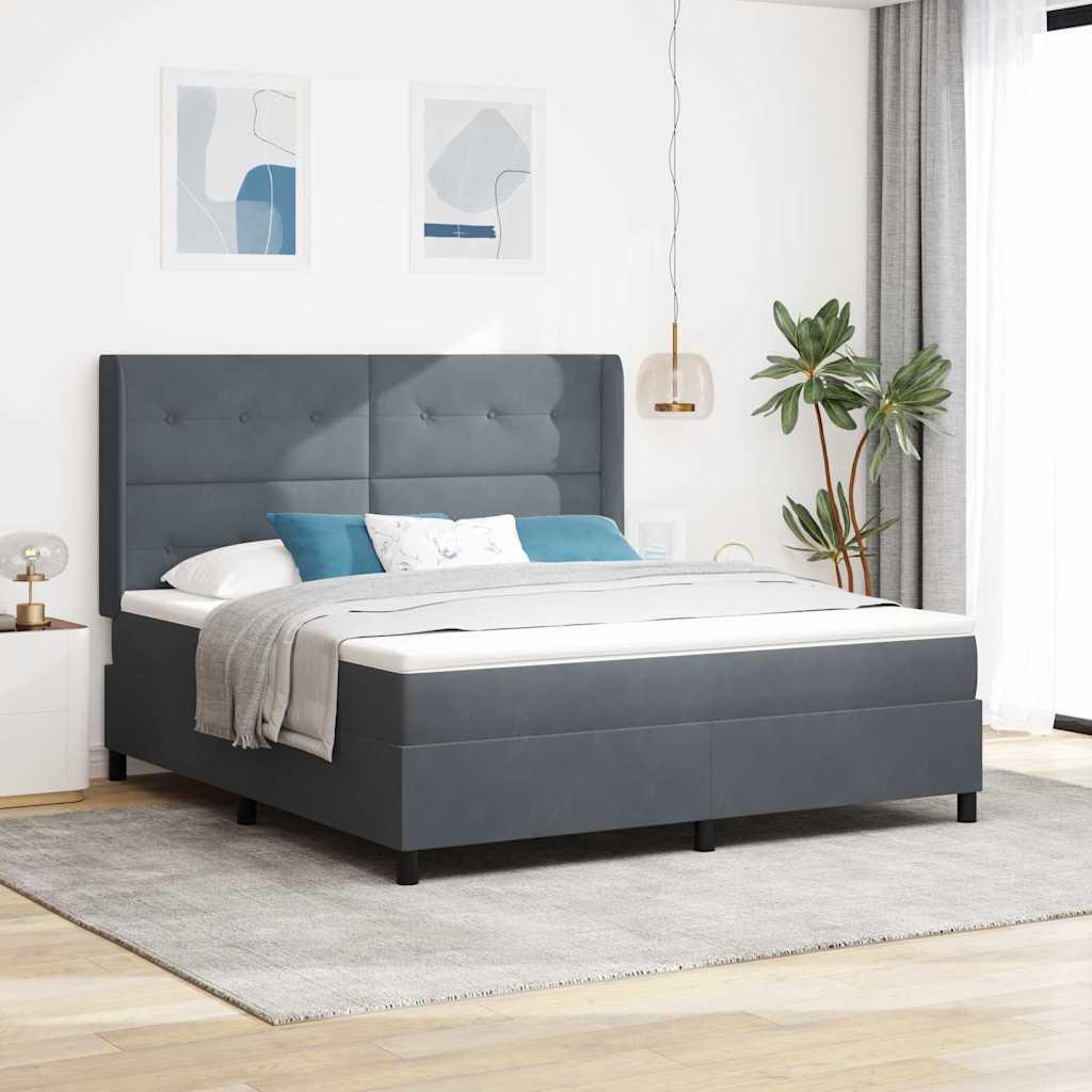 Kontinentalseng med madras med LED Mørkegrå 180 x 200 cm Fløjl