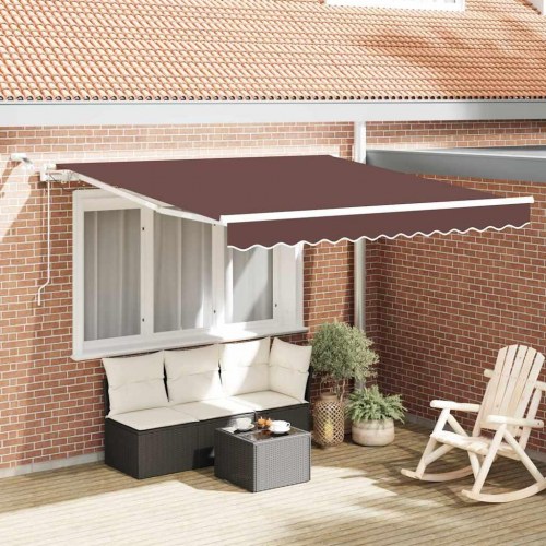 Markise med LED-lys 300 × 250 cm - automatisk betjening, brun