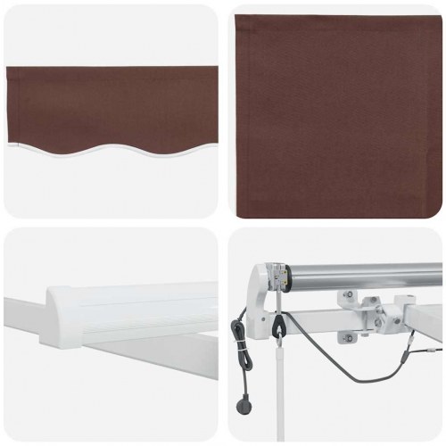Markise med LED-lys 300 × 250 cm - automatisk betjening, brun