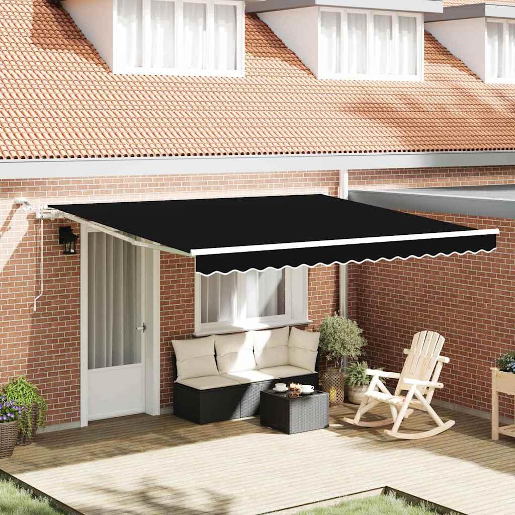 Markise M. Led + Vindsensor Automatisk Farvet - Sort / 400 × 300 cm