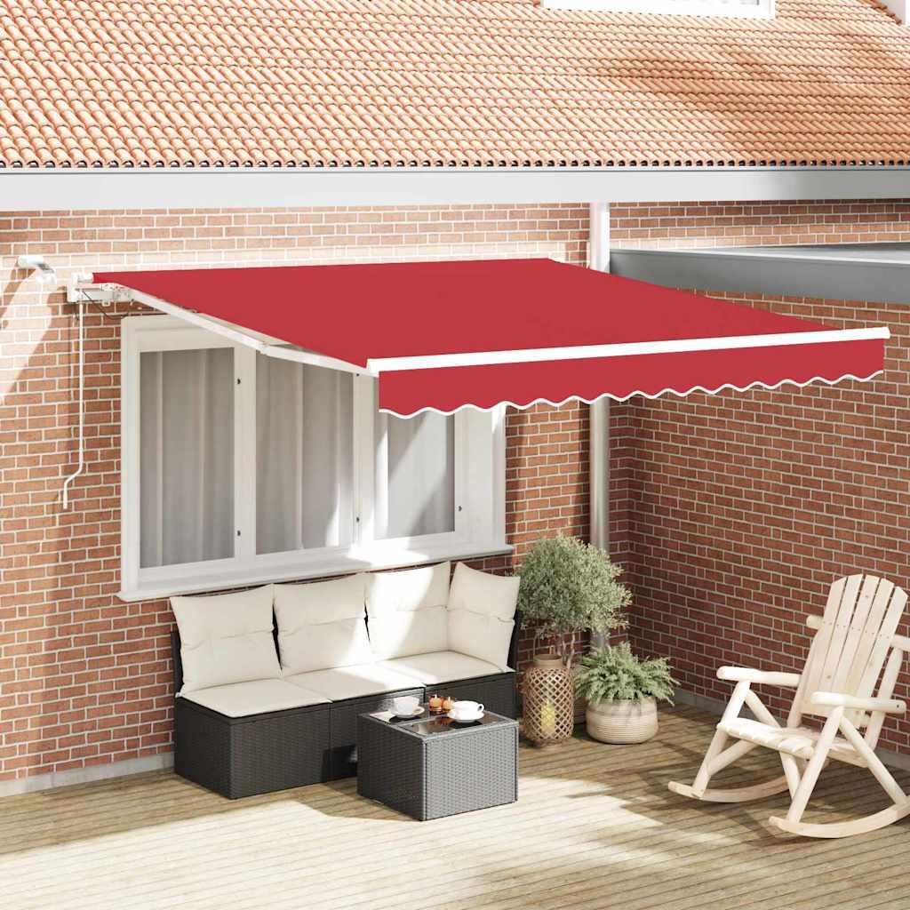 Markise M. Led + Vindsensor Automatisk Farvet - Rød / 300 x 250 cm