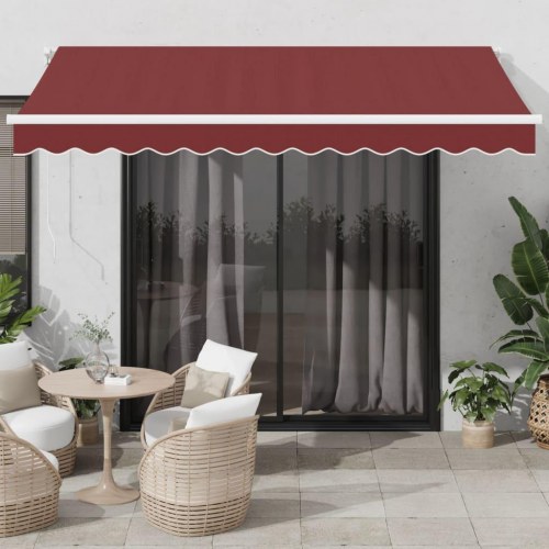Markise med LED-lys 350×250 cm - automatisk betjening, bordeaux