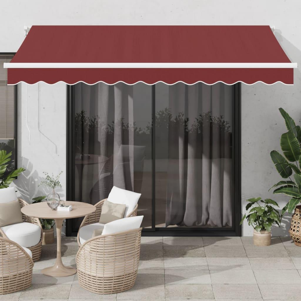 Markise M. Led + Vindsensor Automatisk Farvet - bordeauxrød / 350 x 250 cm