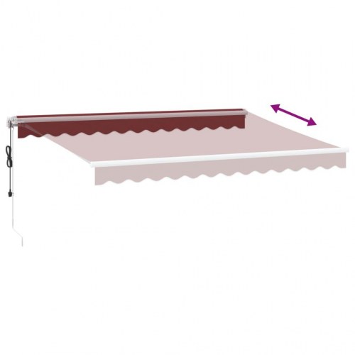 Markise med LED-lys 350×250 cm - automatisk betjening, bordeaux