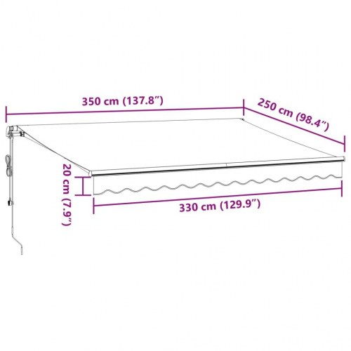 Markise med LED-lys 350×250 cm - automatisk betjening, bordeaux