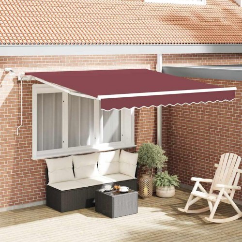 Markise med LED-lys 300×250 cm - automatisk betjening, bordeaux