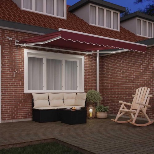 Markise med LED-lys 300×250 cm - automatisk betjening, bordeaux