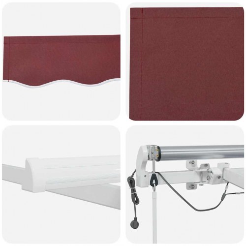 Markise med LED-lys 300×250 cm - automatisk betjening, bordeaux