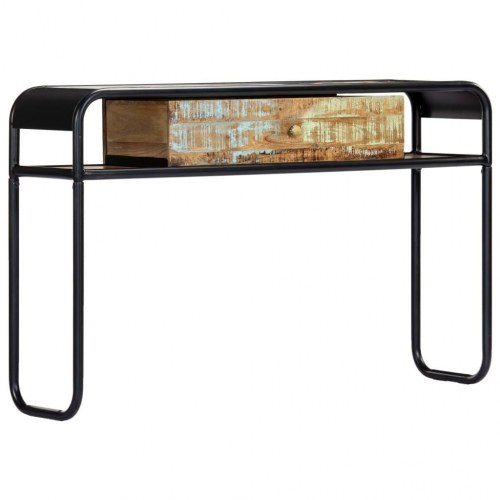 Konsolbord 118×30×75 cm i massivt genbrugstræ - retro sidebord med skuffe