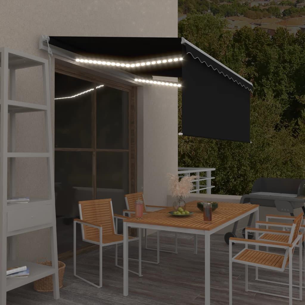 Markise M. Gardin+Led+Vindsensor 3X2,5 M Automatisk - Antracitgrå / 3.5 x 2.5 m
