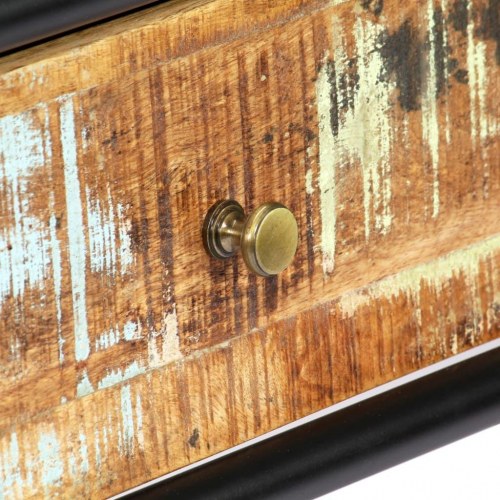 Konsolbord 118×30×75 cm i massivt genbrugstræ - retro sidebord med skuffe