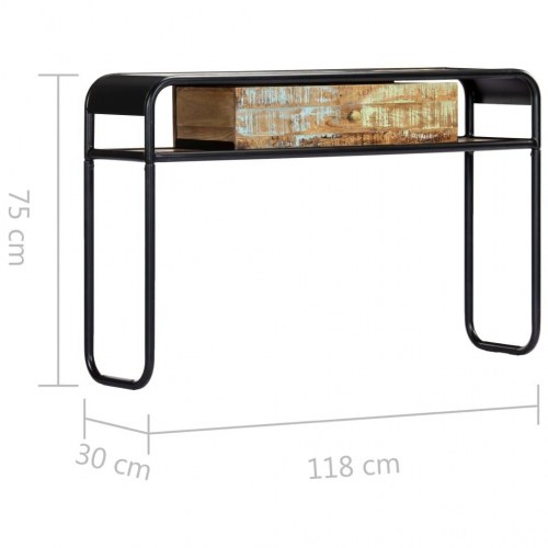 Konsolbord 118×30×75 cm i massivt genbrugstræ - retro sidebord med skuffe