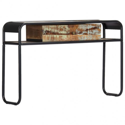 Konsolbord 118×30×75 cm i massivt genbrugstræ - retro sidebord med skuffe