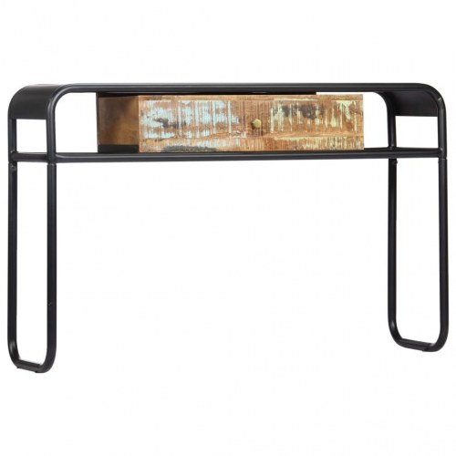 Konsolbord 118×30×75 cm i massivt genbrugstræ - retro sidebord med skuffe