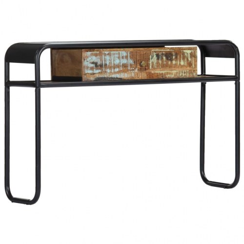 Konsolbord 118×30×75 cm i massivt genbrugstræ - retro sidebord med skuffe