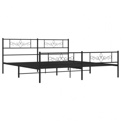 Sengeramme 200x200 cm med gavl og fodgærde - metal, sort