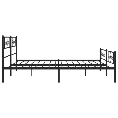 Sengeramme 200x200 cm med gavl og fodgærde - metal, sort